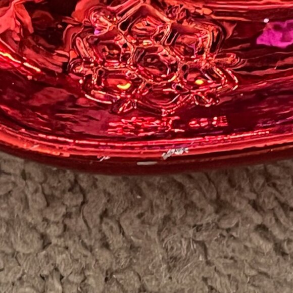 VTG Red & Green Decorative Snowman Holiday Candy Treat Plates Dishes Set of Two - Picture 16 of 16